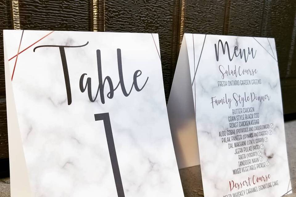 Table Number/ Menu Tents