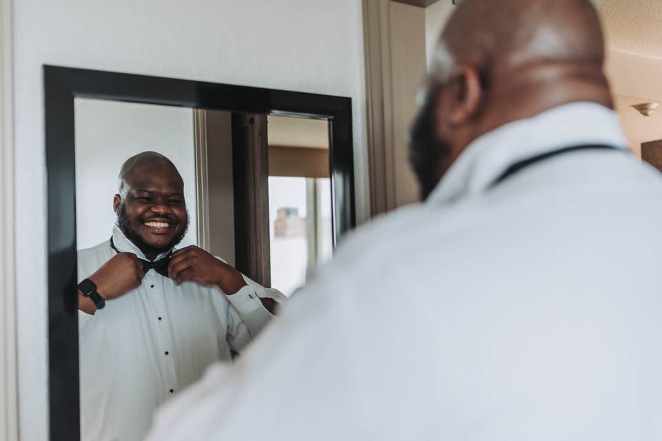 Groom getting ready