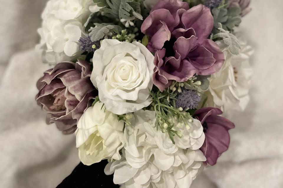 Purple & White Bridal Bouquet