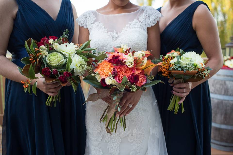 Roses, kale and dahlia