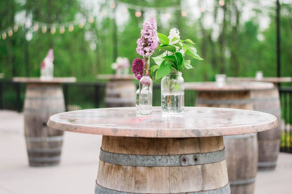 Barrel Tables on patio