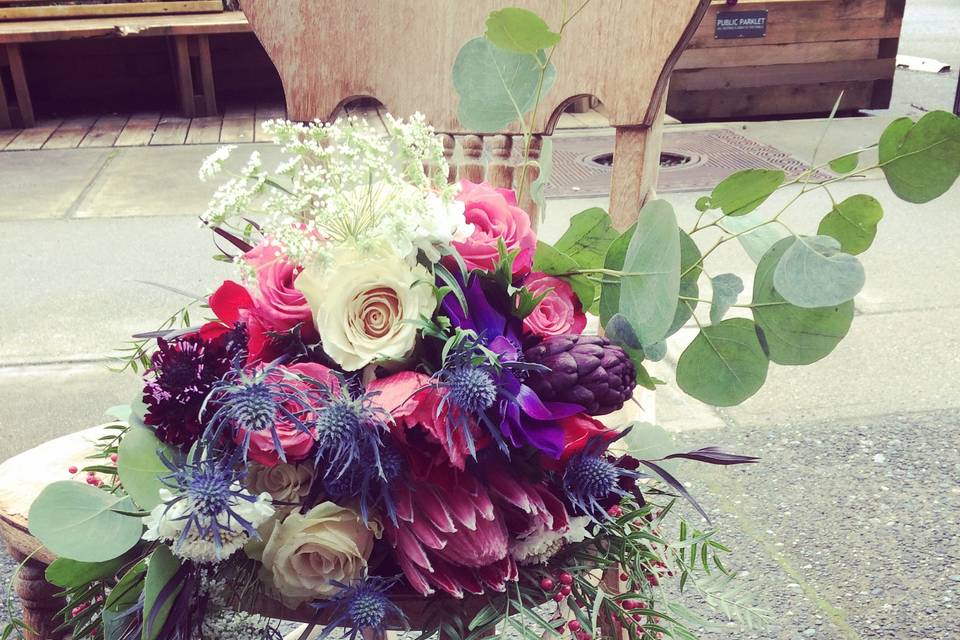 Lush protea bouquet