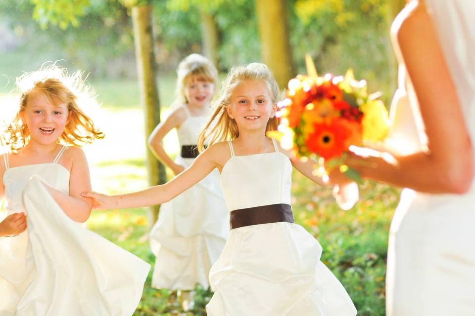 Flower girls running