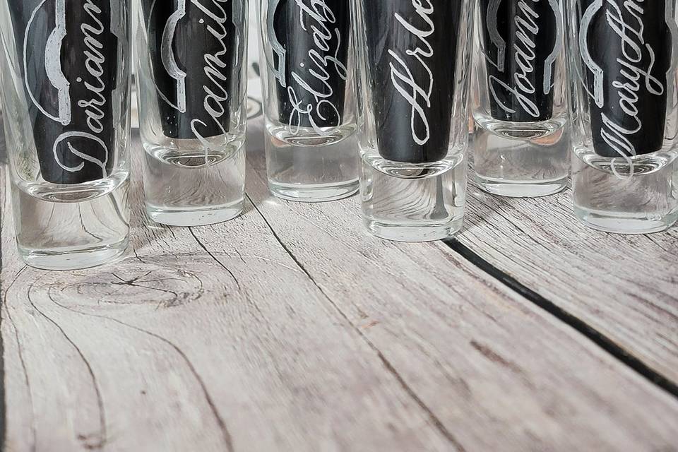 Engraved bridal shotglass