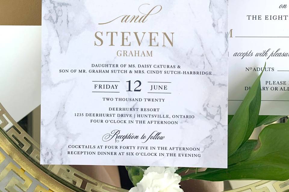 Marble accents invitation