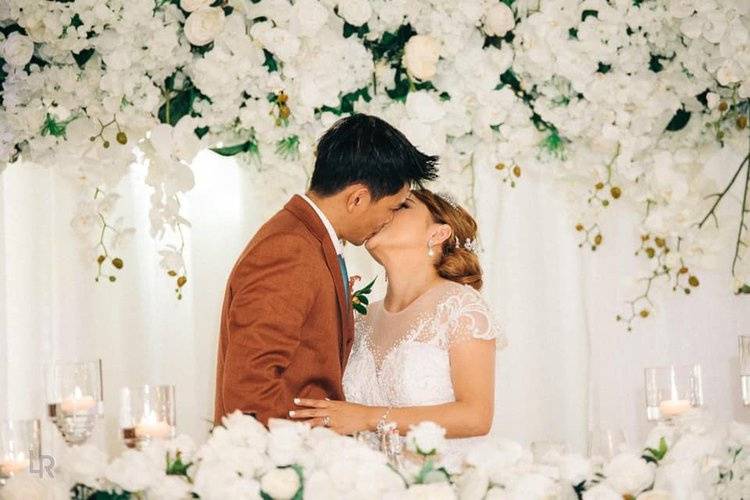 White floral backdrop