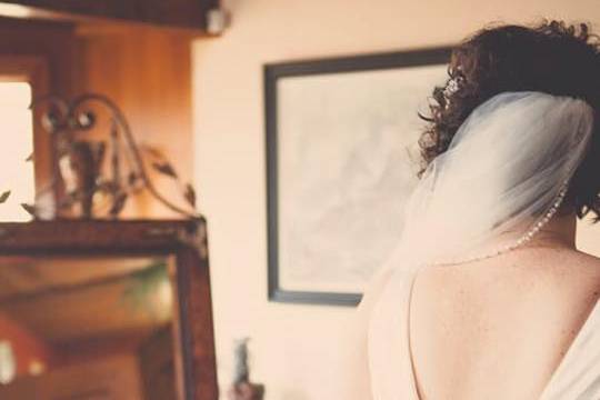 Bride getting ready in lodge