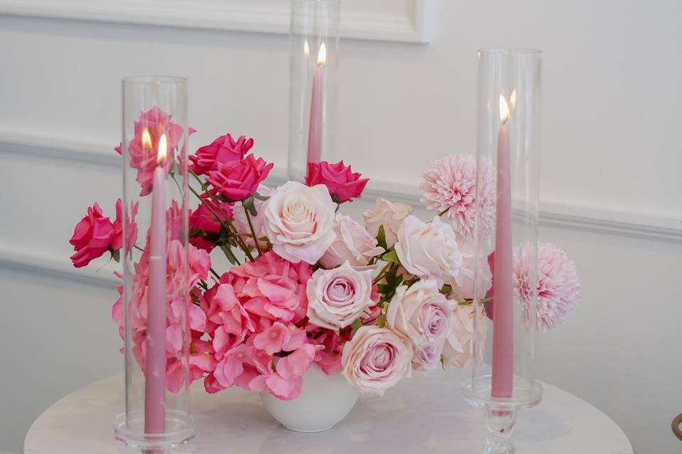 Hot pink centerpiece
