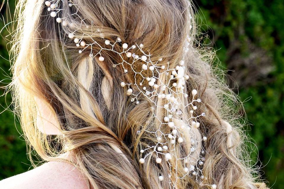 Rose gold and white hair piece