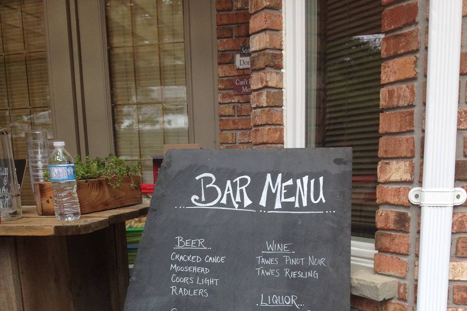 Chalk bar menu