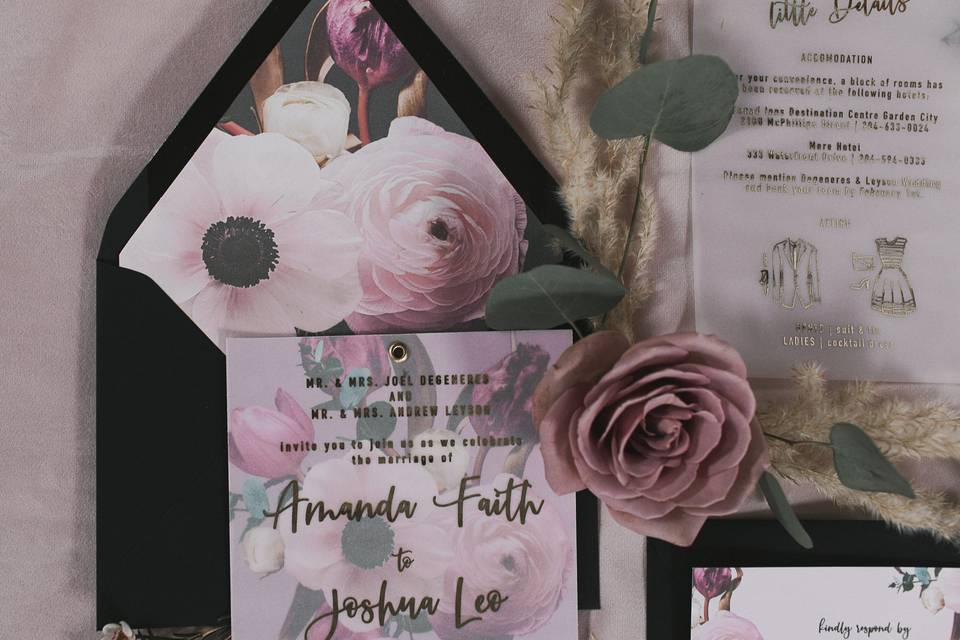 Mauve Black Invitation