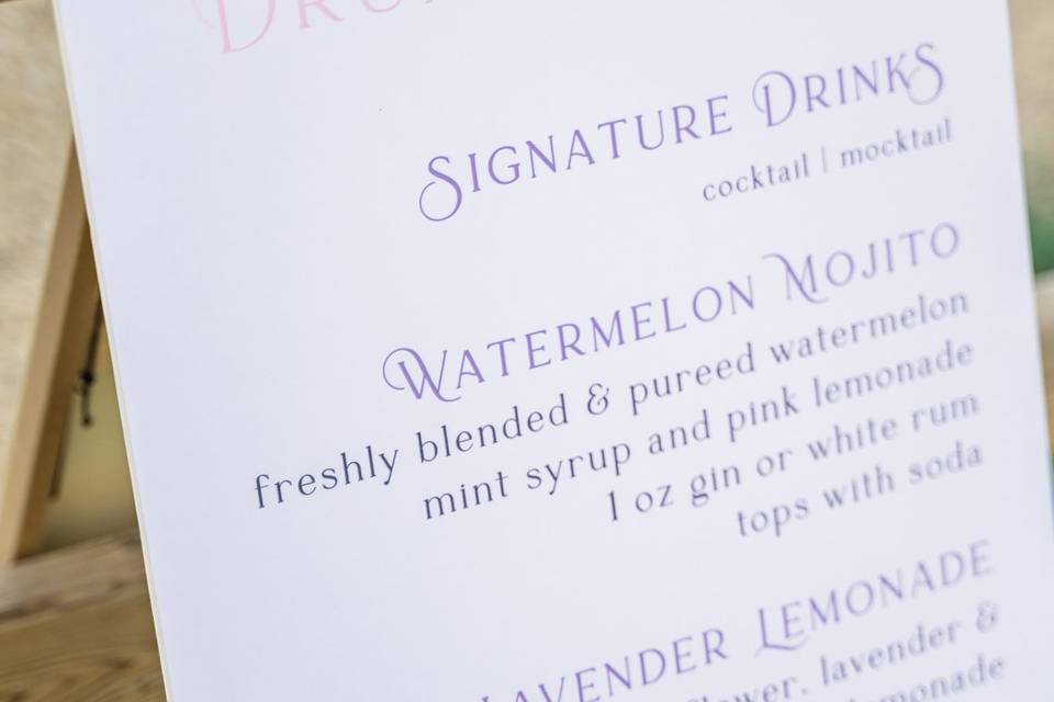 Drinks Menu