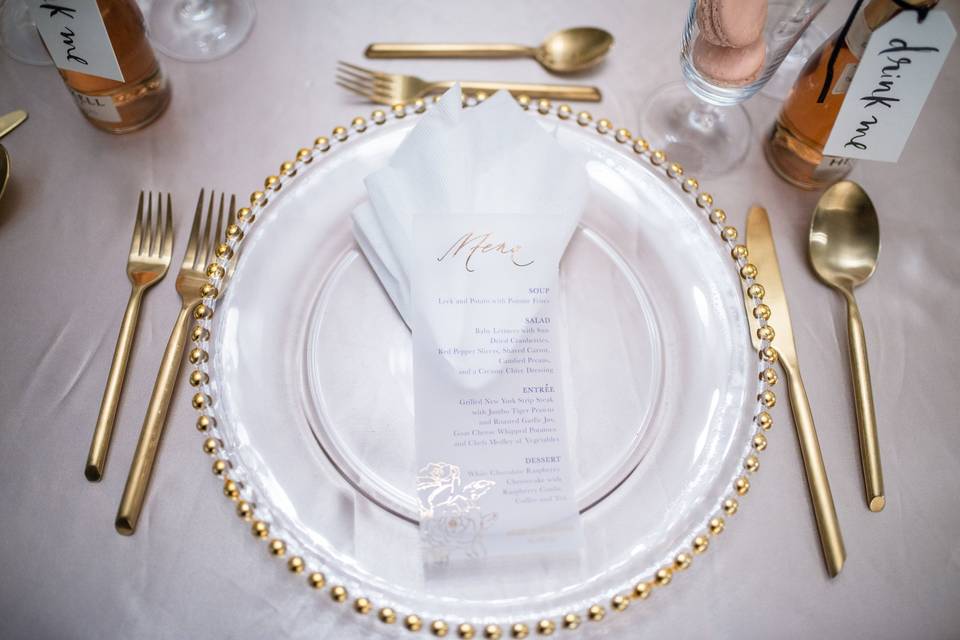 Digital Gold Foil Vellum Menu