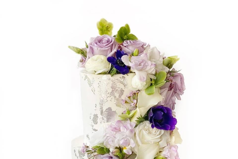Floral 2 Tier with Silver leaf
