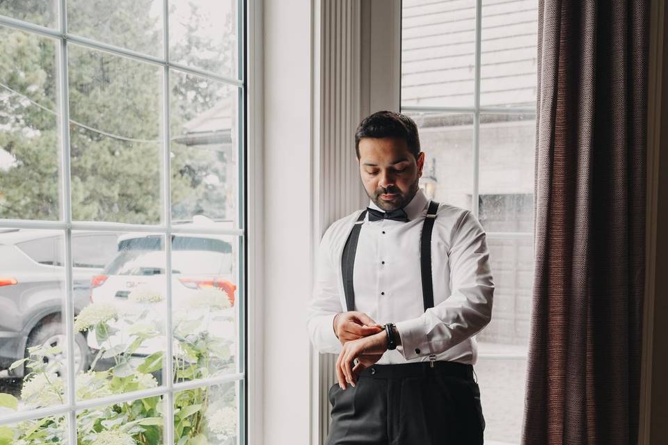 Groom getting ready.