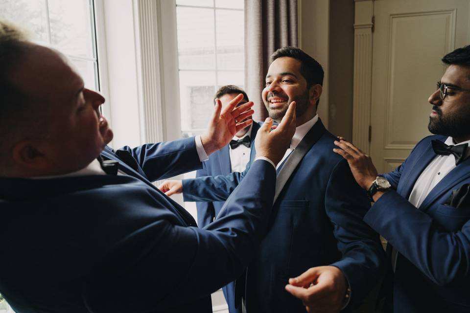 Groom getting ready.