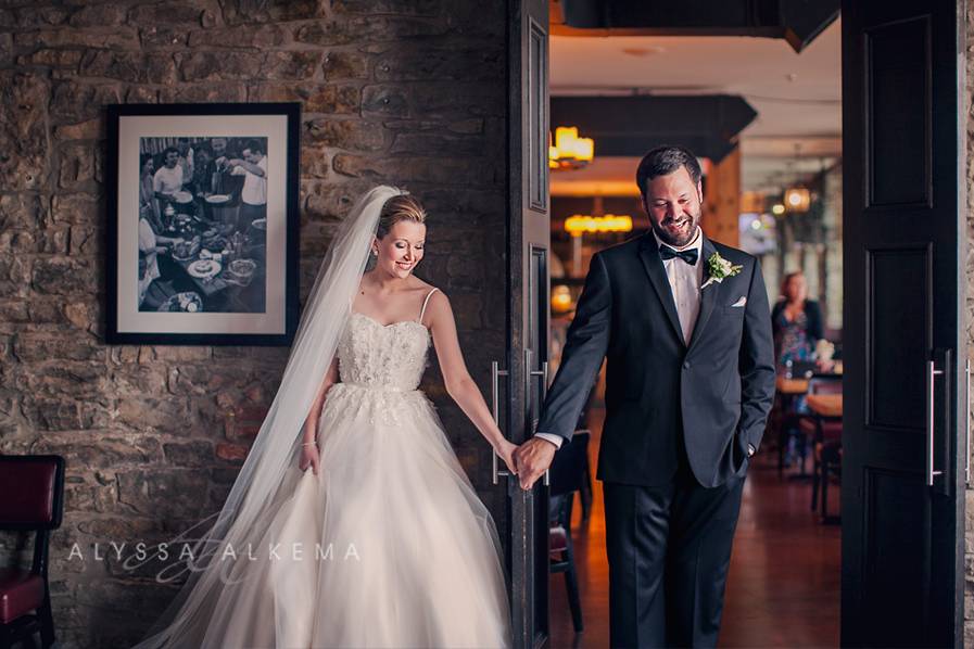 Bride and groom first look