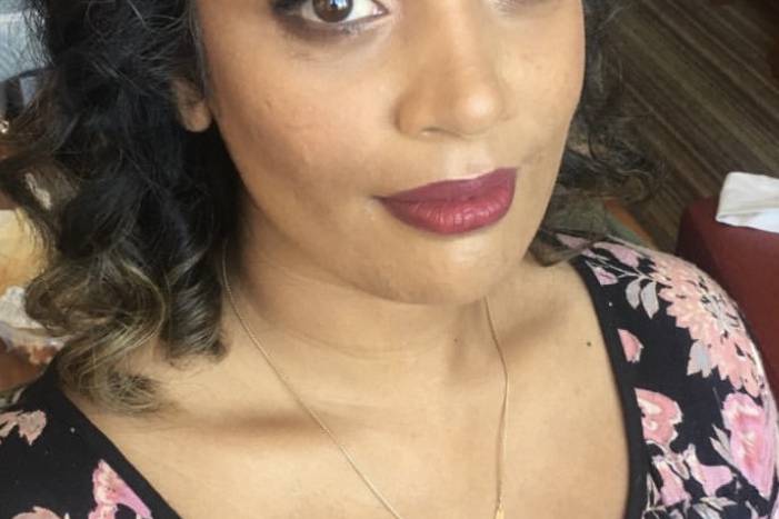 Bridal party makeup bold lip