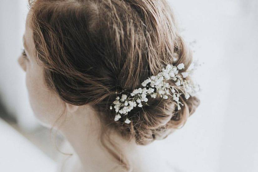 Textured hair with flowers