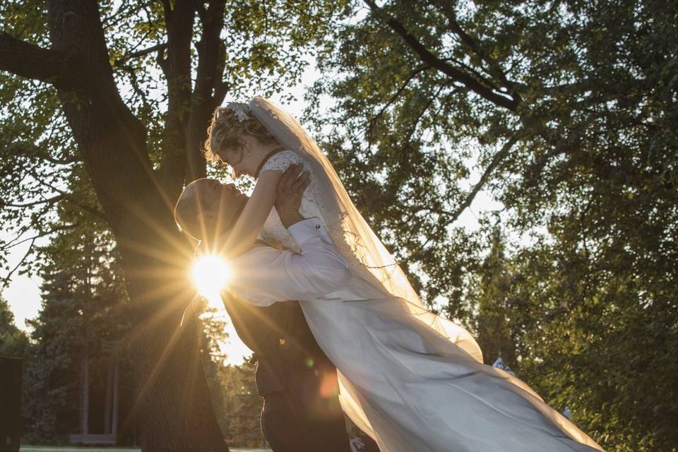 Bride and groom joy