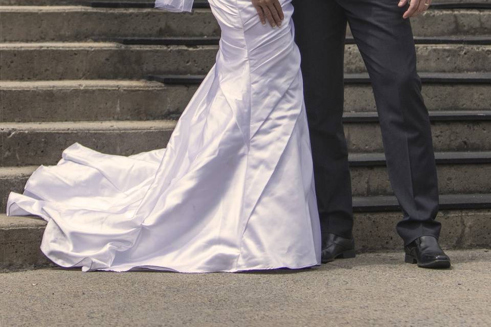 Newlyweds outside church