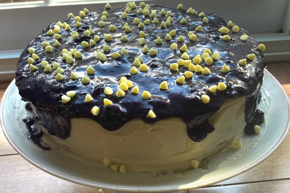 Berry and white chocolate cake