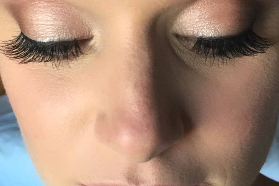 Closeup of bridesmaids eyes