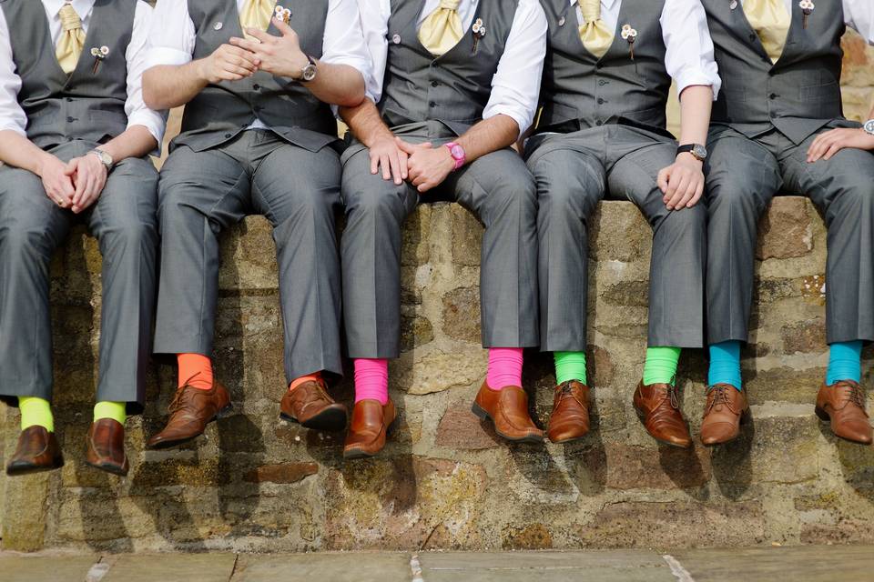 Groomsmen with coloured socks