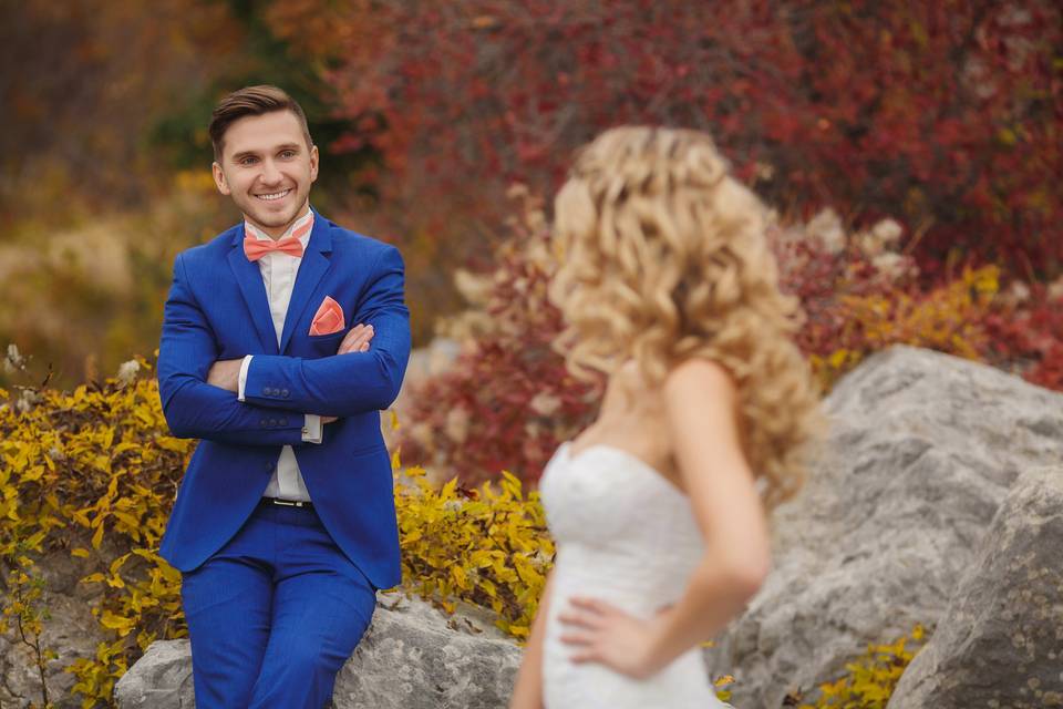 Groom in wedding suit