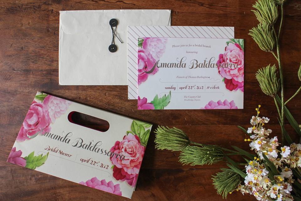 Invitations and favour boxes