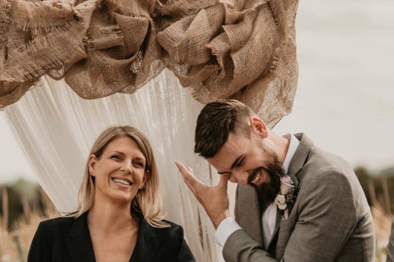 Laughing away the jitters!