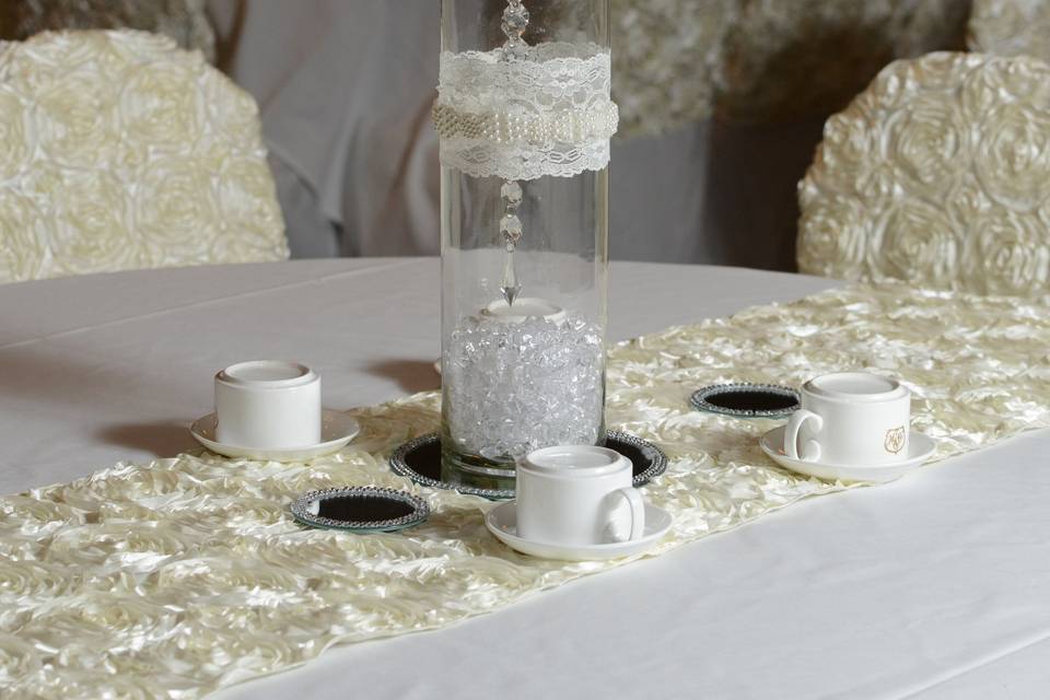 Cream roseball centerpiece