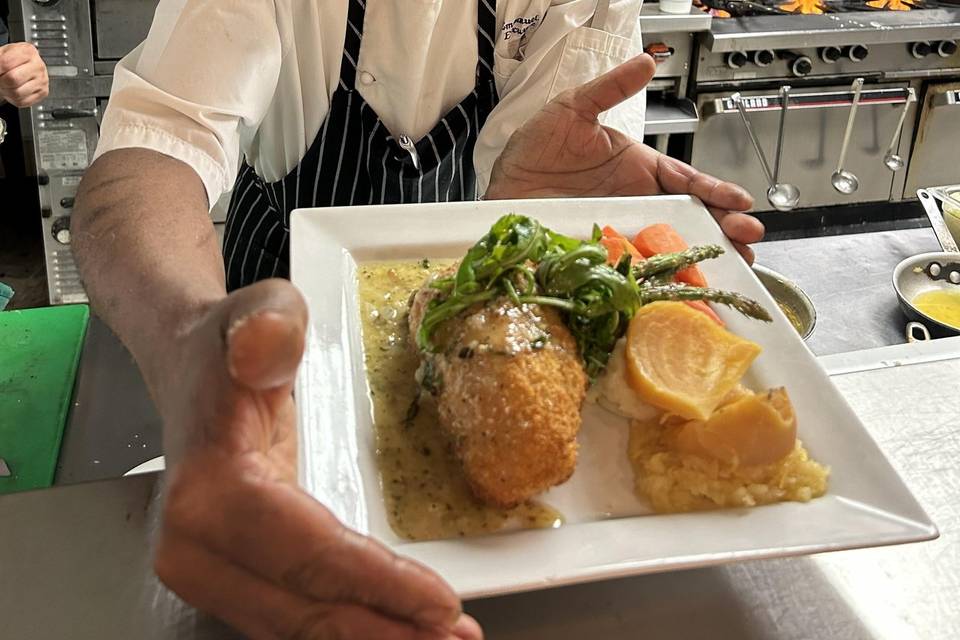 Chef David displays dinner