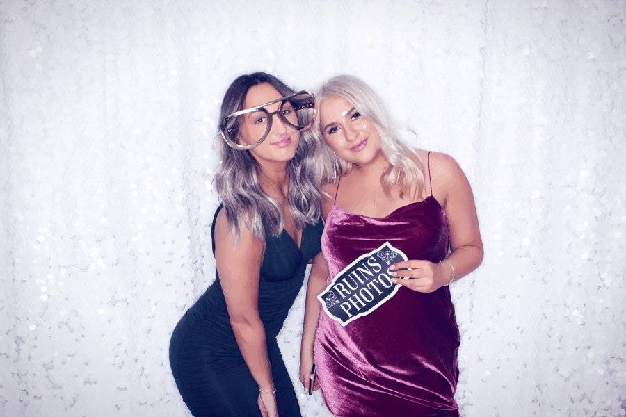 White sequin photo booth