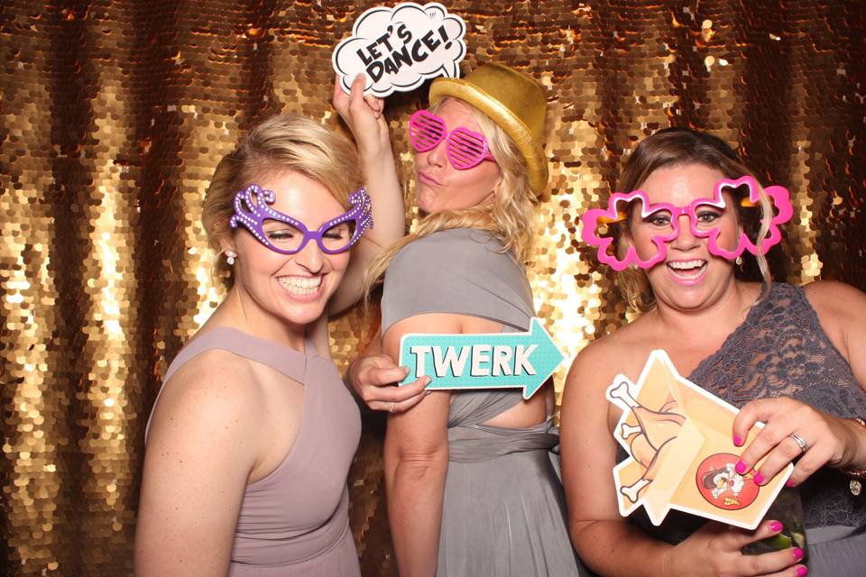 White sequin photo booth