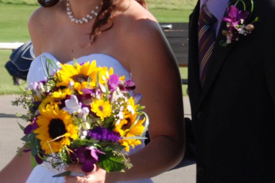 Sunflower wedding bouquet