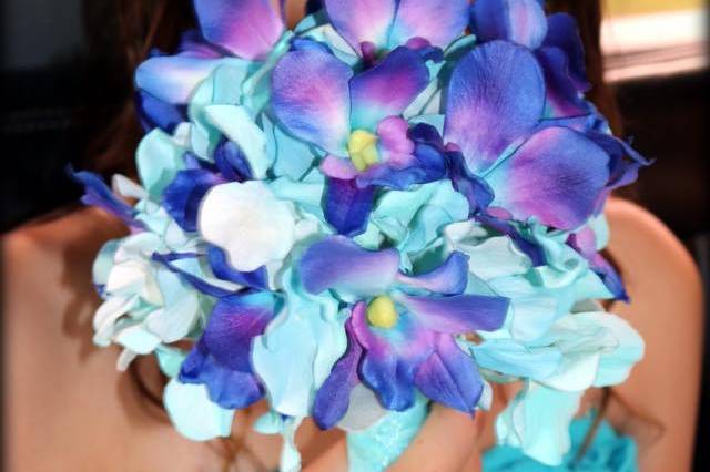 Blue orchid bridesmaid bouquet