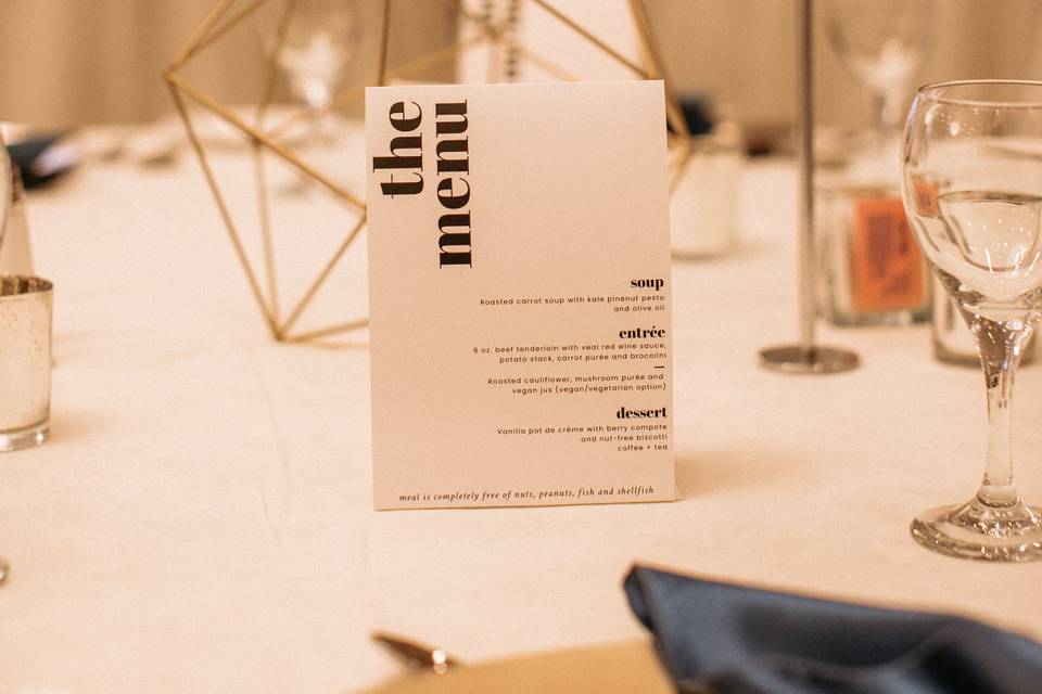 Menu Card & Table Number