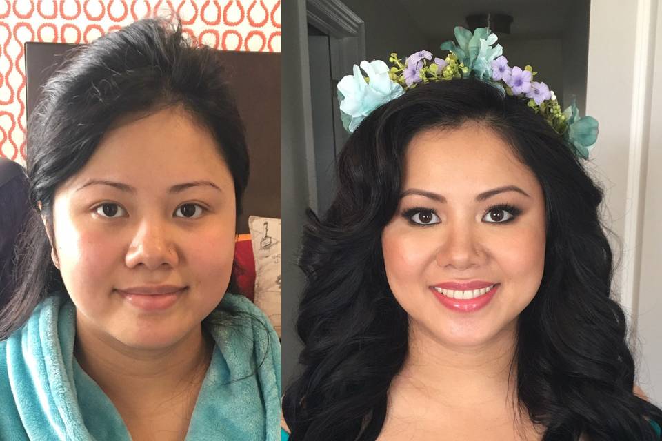 Before & after hair and makeup