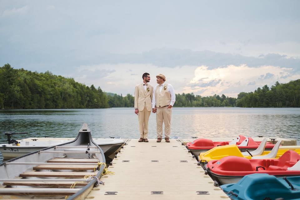 Grooms holding hands