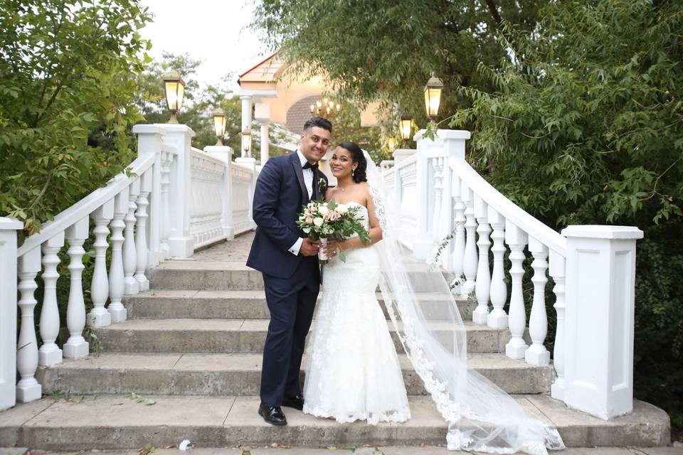 Happy couple on the steps