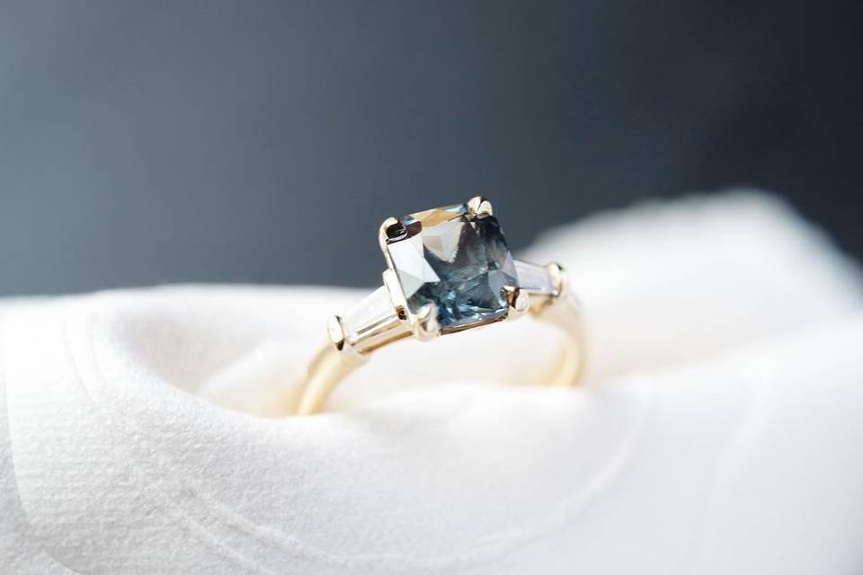 Green Sapphire Engagement Ring