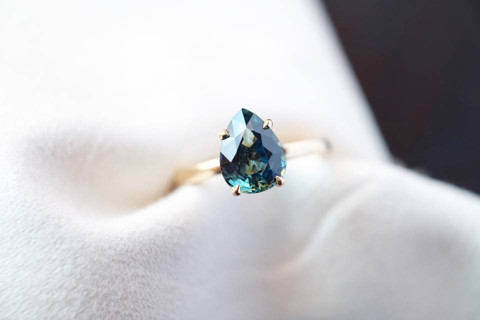 Pear Shape Blue Green Sapphire