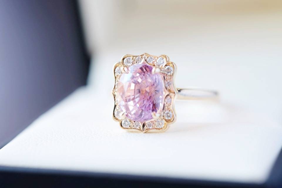 Pink Sapphire Engagement Ring