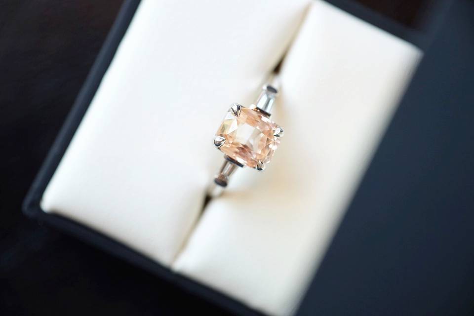 Peach Sapphire Engagement Ring