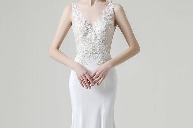 Floral lace wedding gown