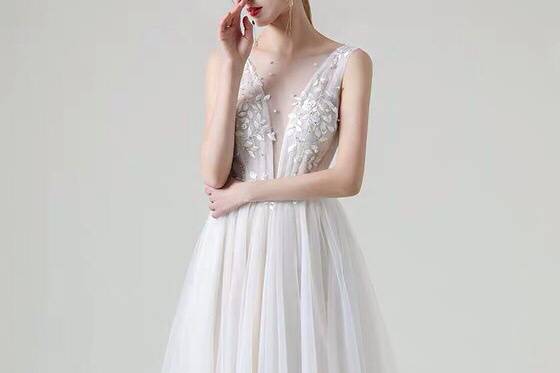 Floral lace wedding gown