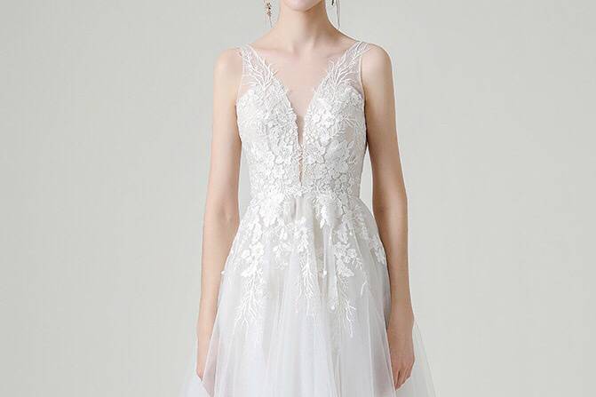 Floral lace wedding gown