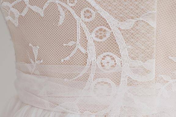 Floral lace wedding gown