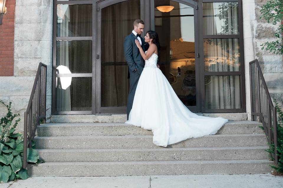 On the steps